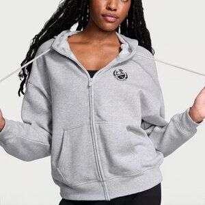 Victoria's Secret PINK Ivy Fleece Campus Full-Zip Hoodie Jacket (Heather Grey)